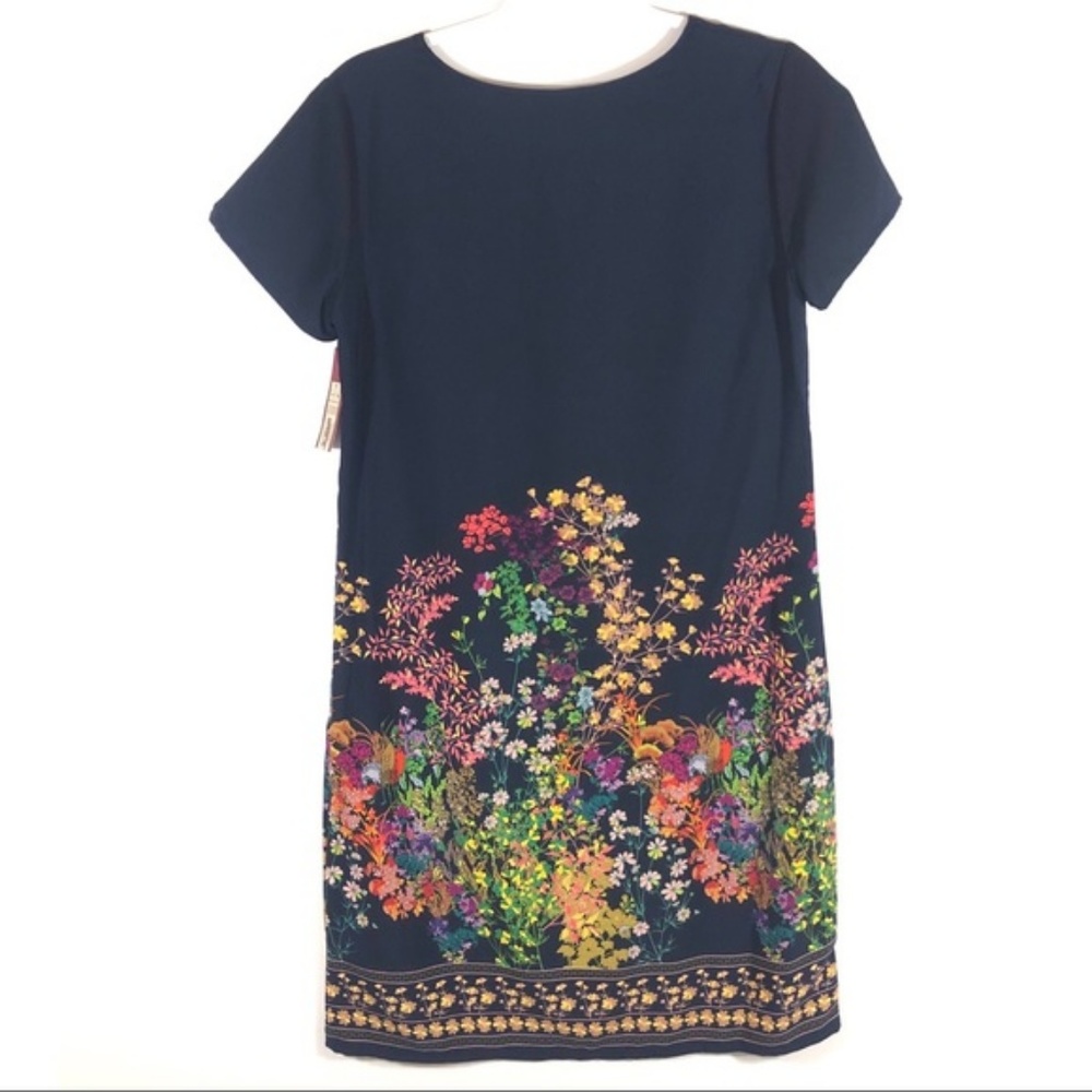 NWT Merona Navy Green Yellow Floral Shift Dress - Picture 6 of 7